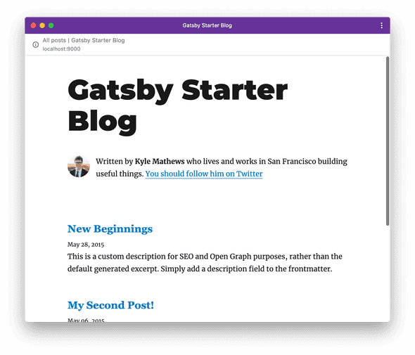 Gatsby site running as an application